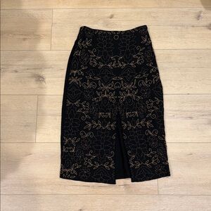 Topshop Black and Brown Floral Pencil Skirt
